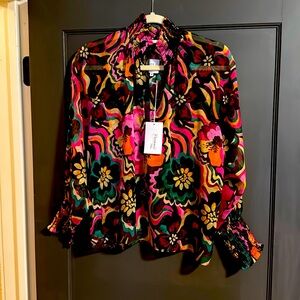 Misa new with tags size medium multi colored floral print blouse.